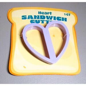 Heart Sandwich Cutter Luncheon Tool Purple Plastic 3.5 x 4 inches Fun Food Prep